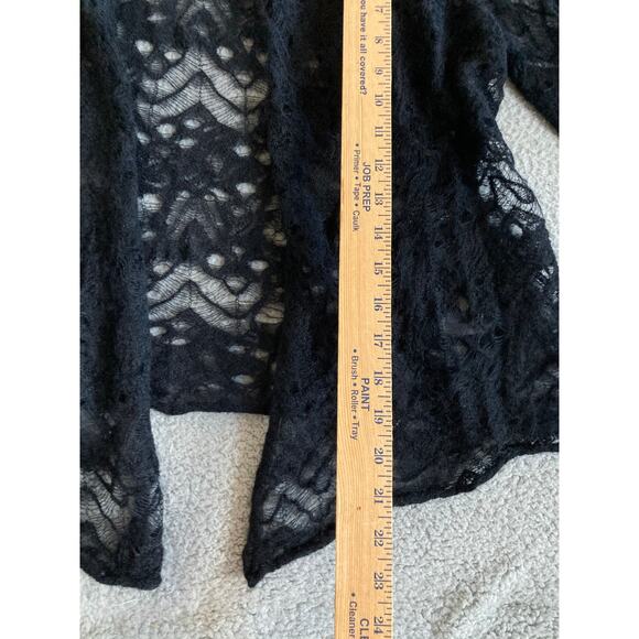 Eileen Fisher Cardigan Small Mohair Wool Open Knit Crochet Sheer Black Classic - Picture 11 of 16